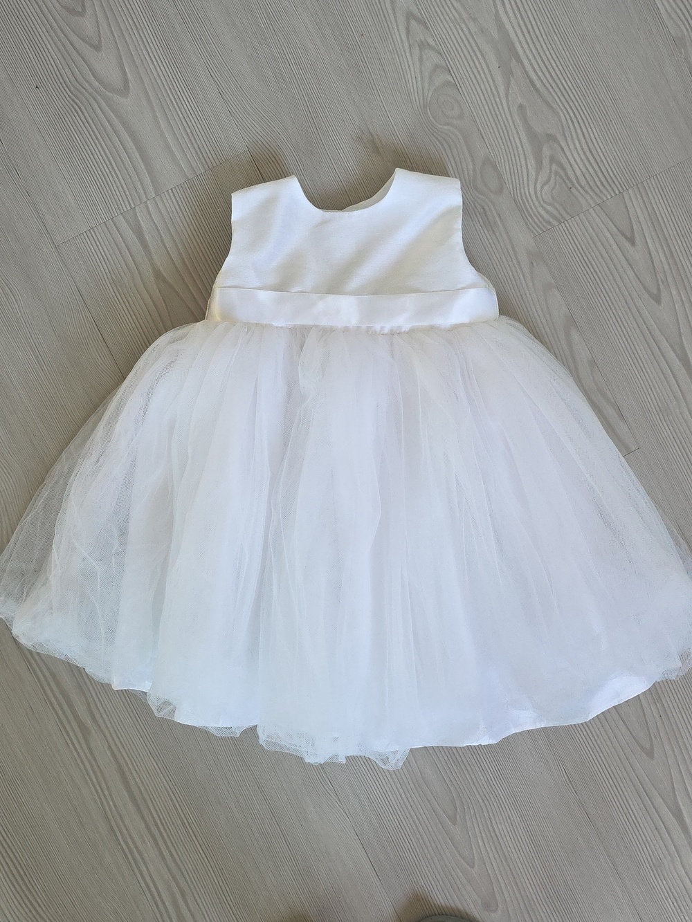 David's Bridal Tulle Flower Girl Dress In White